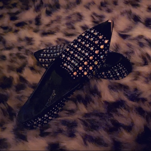 NEW Black W/ Diamond Gold Toe Flat Loafer Size7 - Picture 3 of 5